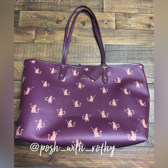 Coach Reversible City Tote With Party Cat Print 🐈 🎉 - Picture 2 of 11